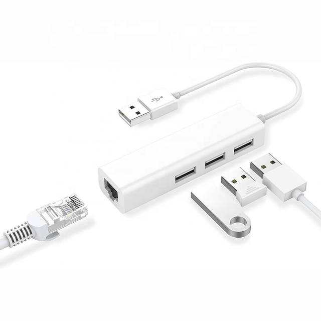 Network Adapter USB2.0 USB 2.0 to RJ45 Lan Ethernet Network Card Adapter Hub with 3 USB 2.0 Hub