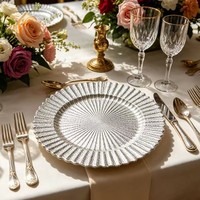 Assiette de présentation en plastique écologique, élégante, dorée, motif soleil, pour la restauration, les hôtels et les banquets