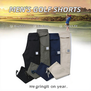 Shorts de golf décontractés pour hommes, extensibles, légers, respirants, performants, avec poches zippées, service OEM - Product Image 2