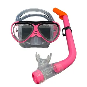 Newly designed high quality multi-colored silicone diving mask and snorkel set for free diving suitable for swimming children