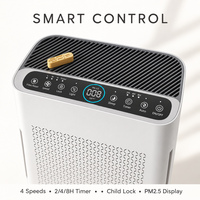 Purificateur d'air portable électrique HEPA double face avec aromathérapie pour grandes pièces, filtre lavable, affichage PM 2.5, silencieux