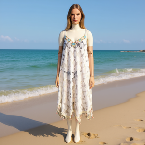 Buonic Women's Summer Beach Cover Up Dress White Black Beige 52x107cm Casual Swimwear Tunic <b>Sarong</b> - Product Image 2