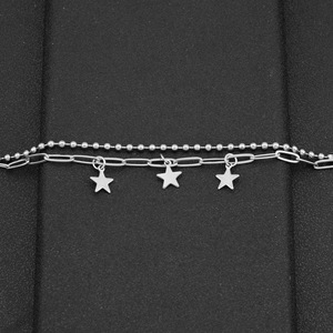 Pulseras Unisex de Acero de Titanio con Colgante de Estrella y Cadena de Doble Capa, Diseño de Nicho Popular, Venta al por Mayor de Joyería - Product Image 3