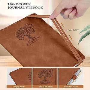 A5 Vegan Leather Hardcover Notebook-Plain Executive <b>Journal</b> Tree Life Design Pen Holder Dual Elastic Closure 200 - Product Image 3