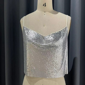 Fashion <strong>Sparkle</strong> Chainmail <strong>Top</strong> Strap Backless <strong>Silver</strong> Metal Mesh <strong>Top</strong> - Product Image 1