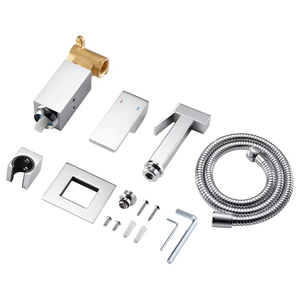 Modern Chrome Plated <strong>Square</strong> Wall Mounted Bidet Toilet Faucet Hand Muslim <strong>Shattaf</strong> Spray Brass for Hotels-Factory Wholesale - Product Image 3