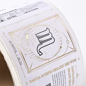 Embalagem personalizada para serviços de impressão de etiquetas, papel, logotipo personalizado, etiqueta de marca, rolos de adesivos de embalagem em folha de ouro