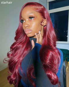 Pelucas de cabello humano indio natural alineado con cutícula 99j para mujeres negras, pelucas frontales de encaje HD al por mayor - Product Image 6