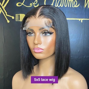 Nuevas Pelucas de Fibra Sintética Bob Corto Liso de Alta Calidad para Mayoristas 2026, con Encaje Frontal y Cabello Remy Brasileño para Mujeres - Product Image 3