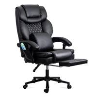 Chaise de bureau inclinable avec accoudoirs réglables, inclinaison de 90 à 135 degrés, massage à 7 points, avec repose-pieds