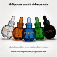 Flacon d'huile scintillante pour le corps et le visage, étanche, nouveau, 20ml 30ml 50ml, avec bouchon en bambou, flacon en verre essentiel, forme boule ronde, compte-gouttes givré