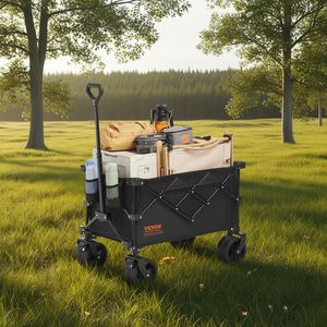 Vevor Collapsible Folding <b>Wagon</b> 220L All Terrain Heavy Duty Beach Cart With Drink Holders For Camping Garden Shopping - Product Image 2