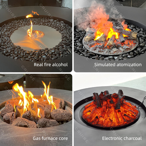 CRUISE Installation au <span class=keywords><strong>sol</strong></span> <span class=keywords><strong>Protection</strong></span> de l'environnement Bbq extérieur autoportant rond 760mm foyer <span class=keywords><strong>bois</strong></span>/gaz/alcool - Product Image 4