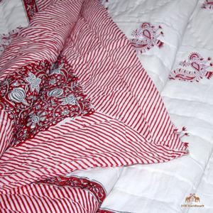 Ensemble de couette en coton doux de haute qualité de Jaipur, fait à la main, imprimé animalier et floral, technique de patchwork à la main pour l'hiver, maison, hôtel - Product Image 5