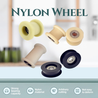 Roue en nylon plastique usinée CNC professionnelle OEM avec roulement à billes et composant coulissant à circlip