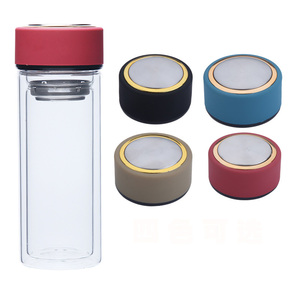 Seaygift-infusor de té de vidrio personalizado, botella de agua al vacío de doble pared, termo al vacío, botella de agua caliente de té con burbujas aisladas - Product Image 5