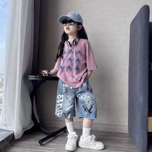 Set Abbigliamento Estivo 2026 per Ragazze Adolescenti: <span class=keywords><strong>Camicia</strong></span> Casual Rosa con Stampa Fiocchi Blu + Shorts in <span class=keywords><strong>Denim</strong></span> Tie-Dye, Completo 2 Pezzi - Product Image 6