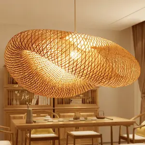 Pop Bamboo Rattan Pendant Lamp Hanging Decorative Lighting Fixture