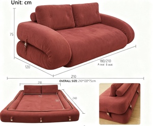 Sofá <span class=keywords><strong>Cama</strong></span> Plegable Moderno Rojo Berry, Diseño <span class=keywords><strong>Canguro</strong></span>, Espuma al Vacío, Exclusivo para Apartamentos Pequeños - Product Image 1