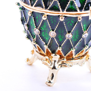 Caja de Joyería de Lujo con Bisagras, Estilo Huevo Ruso de Pascua, Pintada a Mano, Esmaltada, Coleccionable, Regalo - Product Image 4