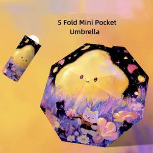 Guarda-chuva portátil de desenho animado para crianças meninos e meninas, guarda-chuva dobrável anti-rebote automático para sol e chuva