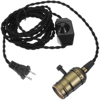 Câble électrique coloré en tissu tressé de 1m avec interrupteur et prise E26 E27 Socket Retro Antique Vintage Suspension Support de lampe