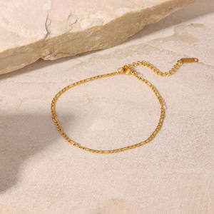 Non ternir cheville chaîne femmes <span class=keywords><strong>pied</strong></span> bijoux plaqué or 2MM élargir Figaro chaîne en acier inoxydable bracelets de cheville Bracelets - Product Image 5