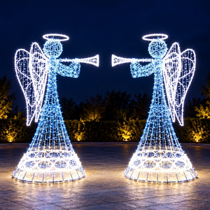 Christmas Angel <b>Light</b> with Detailed Wing Silhouette for Tree Surrounds Walkways and Seasonal Landscape Styling - Product Image 1
