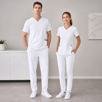 Ensemble de tenues médicales unisexe en satin pour infirmières, médecins, hôpitaux, spas et salons de beauté, avec logo personnalisé, style mode, type combinaison ou jogger