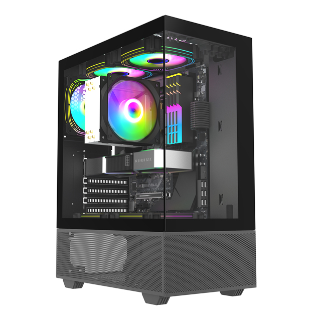 ATX Gamer Cabinet Tower PC Case with Tempered Glass Front Panel for Desktop Atx Mid Tower Cases