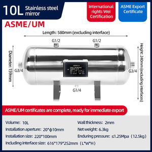 Werkseitig angepasster ASME 10L Edelstahl Mini Druckluft behälter Luftdruck <span class=keywords><strong>tank</strong></span> Luftbehälter - Product Image 2
