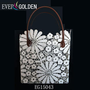 EG15043 27X10X28CM Sac à main femme de haute qualité en gros, design vintage, dentelle florale, sac fourre-tout grand format à poignée supérieure - Product Image 1