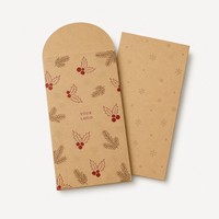 Boîte en papier kraft sur mesure, ensemble deux pièces, motif sapin, porte-notes et enveloppes, kit cadeau pour cartes de Noël
