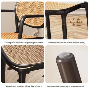 Nouvelle <span class=keywords><strong>chaise</strong></span> en plastique en rotin avec accoudoirs épais, dossier, tabouret empilable, <span class=keywords><strong>chaise</strong></span> de salle à manger commerciale - Product Image 4