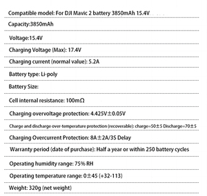 15.4V 3850mAh 59.29Wh Li-Poly Intelligent Flight Drone Bateria para DJI Mavic <span class=keywords><strong>2</strong></span> Mavic <span class=keywords><strong>2</strong></span> Pro Mavic <span class=keywords><strong>2</strong></span> Zoom Maivc <span class=keywords><strong>2</strong></span> Empresa - Product Image 5