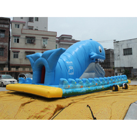 Glissade géante gonflable en forme de baleine animée pour enfants avec bouche mobile pour aire de jeux extérieure