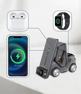 Forklift 5 in 1 Wireless Charger 15W Car Fast Charging Pad Stand for iPhone 14 13 Airpod Apple watch Samsung Phone Dock Station