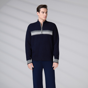 Sweat-shirt à col roulé respirant personnalisé à manches longues avec fermeture éclair, pull d'hiver décontracté en laine RWS pour hommes - Product Image 5