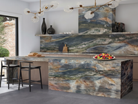 Dalle de quartzite Michelangelo de luxe pour îlot de cuisine de villa, comptoirs en pierre naturelle haut de gamme pour la décoration intérieure haut de gamme