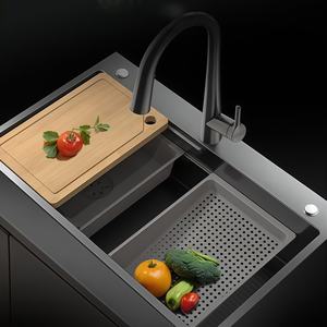 Fregadero de Cocina de Acero Inoxidable SUS304 Engrosado, Nano Antibacteriano y Antiaceite, de Gran Tamaño, con un Solo Tazón, para Lavado de Verduras - Product Image 1