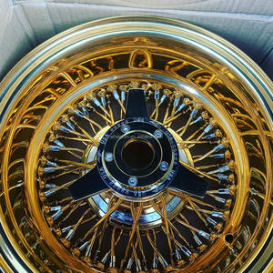 Nouvelles jantes de luxe 13x7 à rayons profonds pour voiture, 4 pièces, en acier chromé doré, 5x114.3, à rayons Zenith, ajustement universel - Product Image 2