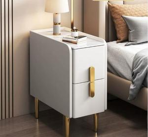 Super Narrow Modern Bedside Cabinet with 2 <strong>Drawers</strong> <strong>Small</strong> Solid Wood Nightstand for Bedroom &amp; Living Room Luxury Storage - Product Image 5