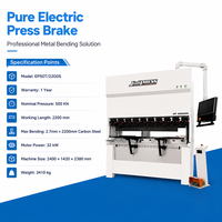 Prensa Plegadora CNC de 50T y 2200mm con Ahorro de Energía CE, Totalmente Eléctrica, con Doble Servo para Producción de Chapa Metálica