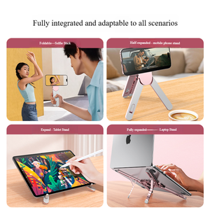 3-en-1 <span class=keywords><strong>Support</strong></span> magnétique pliable multifonctionnel en alliage d'aluminium Accessoire de voyage portable pour téléphone portable Tablette <span class=keywords><strong>PC</strong></span> - Product Image 6