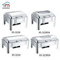 Buffet de banquet moderne en acier inoxydable avec miroir pour hôtel avec chauffe-plats-pour équipement de cuisine