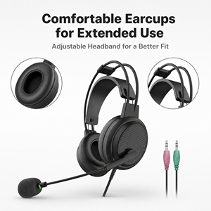 Auriculares con Micrófono de Cuello de Cisne de 22 cm <span class=keywords><strong>para</strong></span> Aula, Auriculares con Cable con Controlador Estéreo de 40 mm y Conexión de Audio de 3,5 mm - Product Image 3