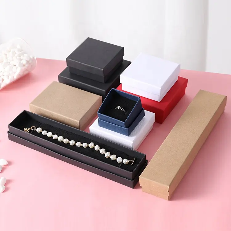 Caja de joyería con logotipo impreso personalizado, joyería de cielo negro y tierra, pulsera, anillo, collar, caja de reloj, cubierta y bandeja de cartón