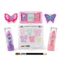 Coffret cadeau de maquillage papillon, kit cosmétique avec fards à paupières, gloss à lèvres, rouge à lèvres et pinceaux, boîte de beauté rose en gros
