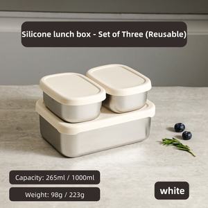 Caja de Almacenamiento de Alimentos de 720 ml, Contenedor Cuadrado de Acero Inoxidable con Tapa de Silicona, Lonchera Mediana para Niños - Product Image 2