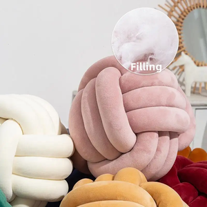 Accueil Salon Décoration Confort Oreillers Boule Oreiller Chevet <span class=keywords><strong>Coussin</strong></span> Solide Couleur Tissé À La Main Noué Oreillers Coussins Boule - Product Image 2